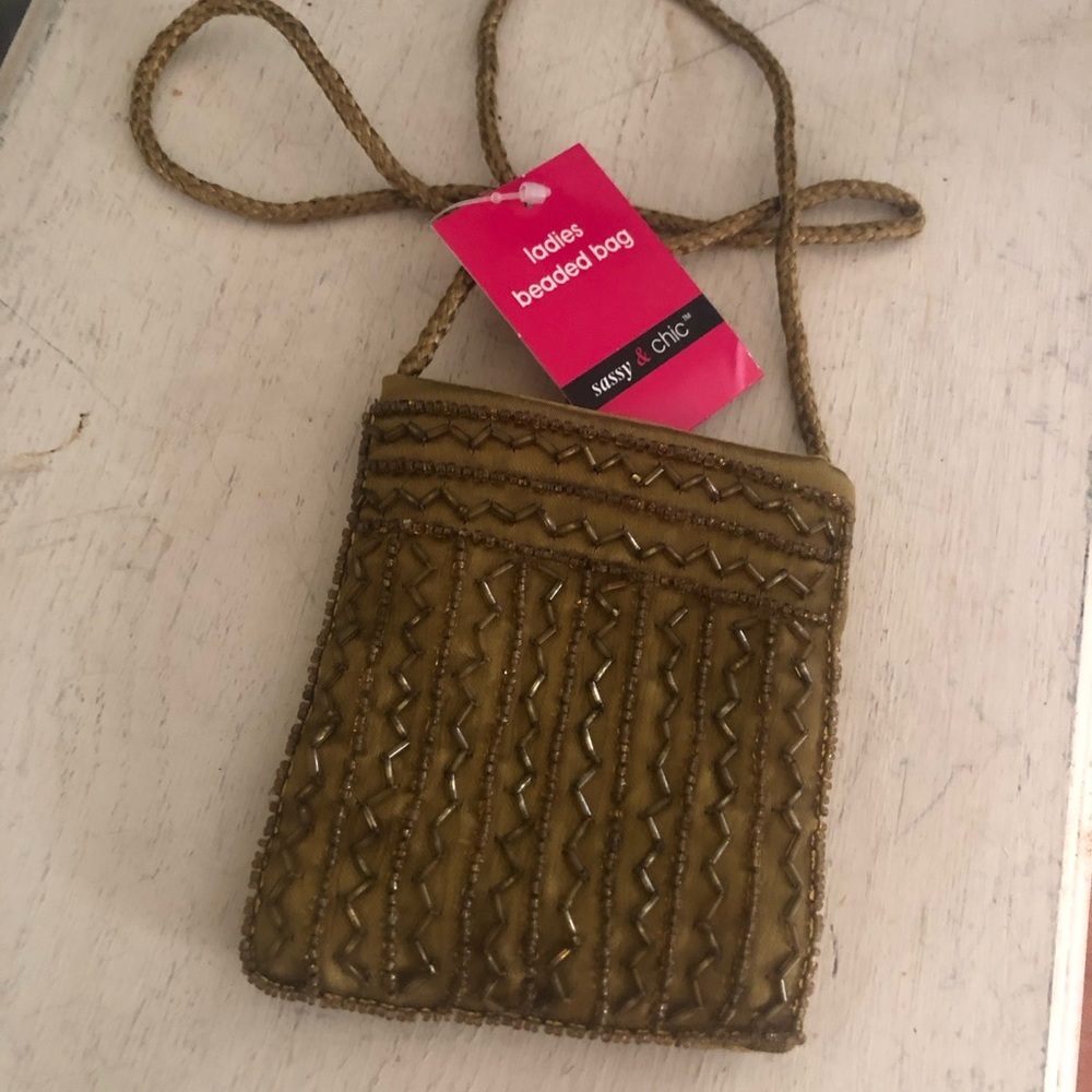 Gold Beaded Mini Purse Bag